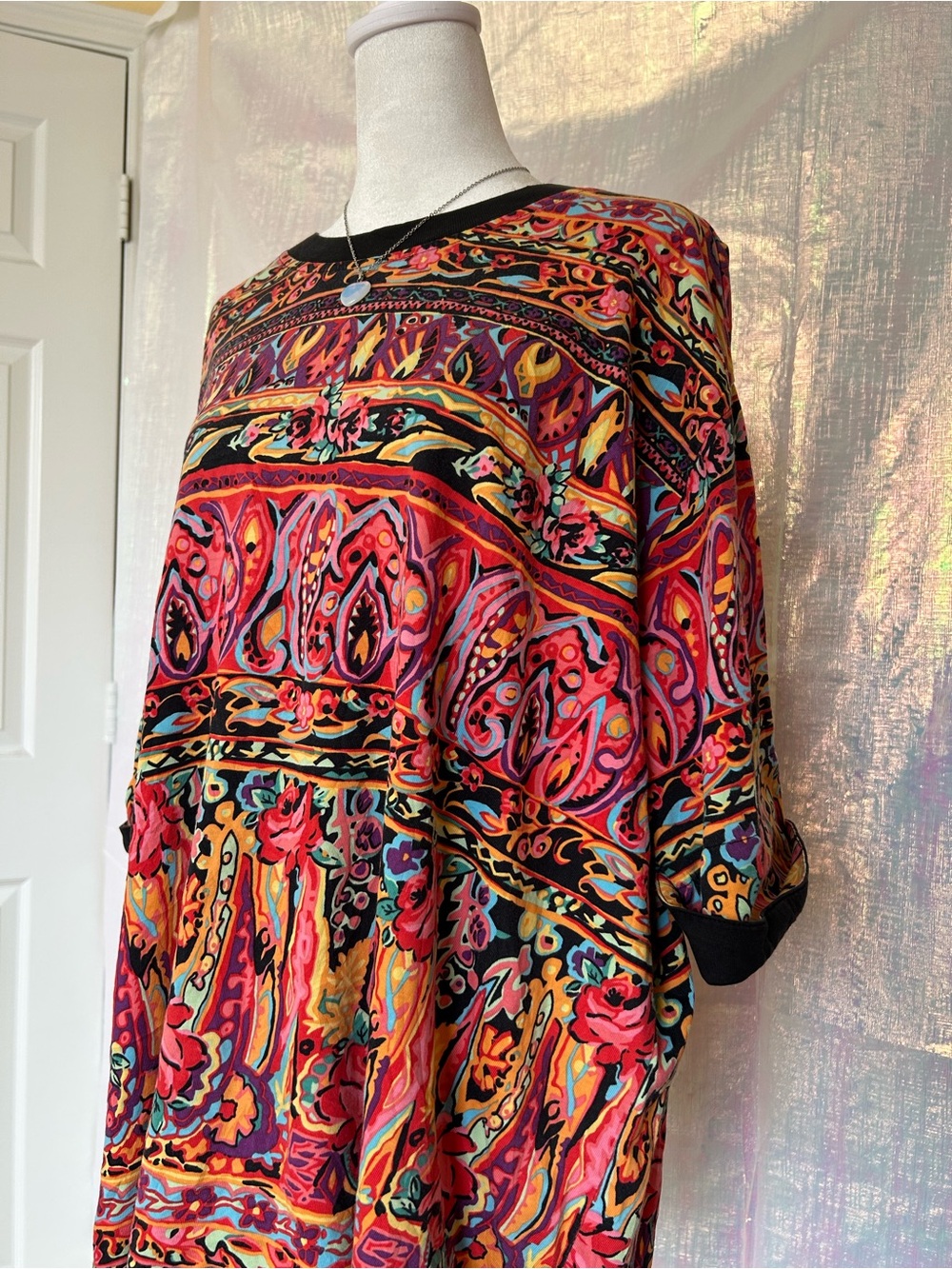 Vintage Westbound Pink and Orange Floral Paisley Top. Size 1X. Super 80s! - Picture 2 of 8